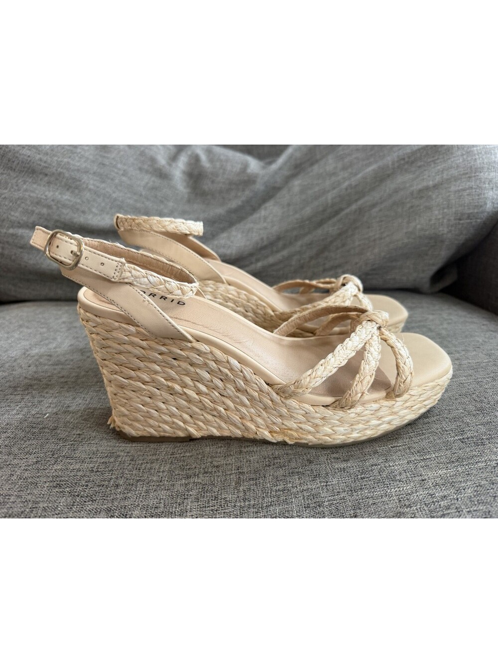Torrid Womens Size 11WW Tan Braided Raffia Espadrille Platform Wedge Sandals